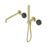 Load image into Gallery viewer, Serenity Progressive Shower System With Spout With Verde Alpi Handle And Slim Shower Brushed Gold
