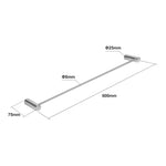 Load image into Gallery viewer, Brushed Nickel Single Towel Rail 600mm
