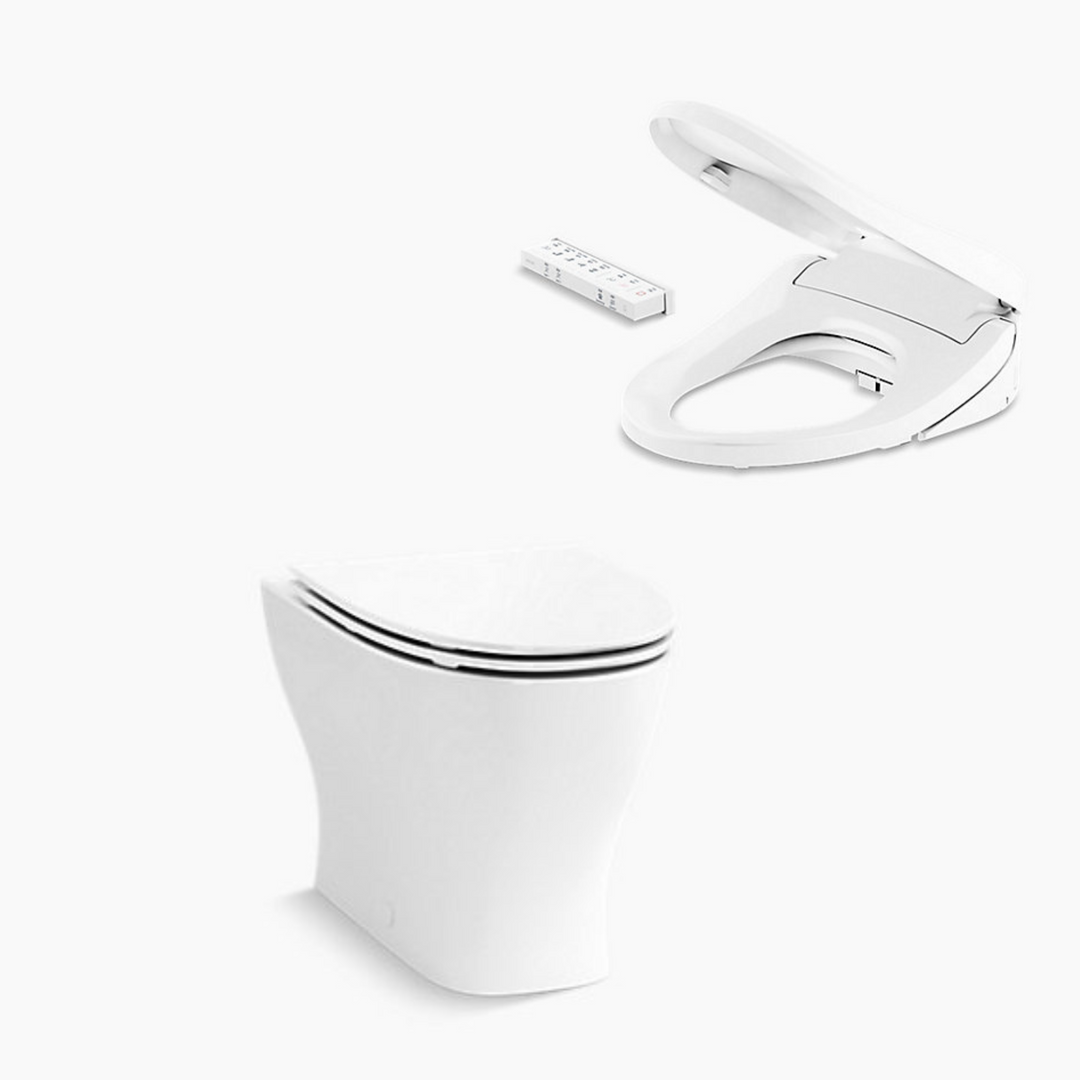 Reach II Wall Faced Toilet with Kohler C3-255 Bidet Seat
