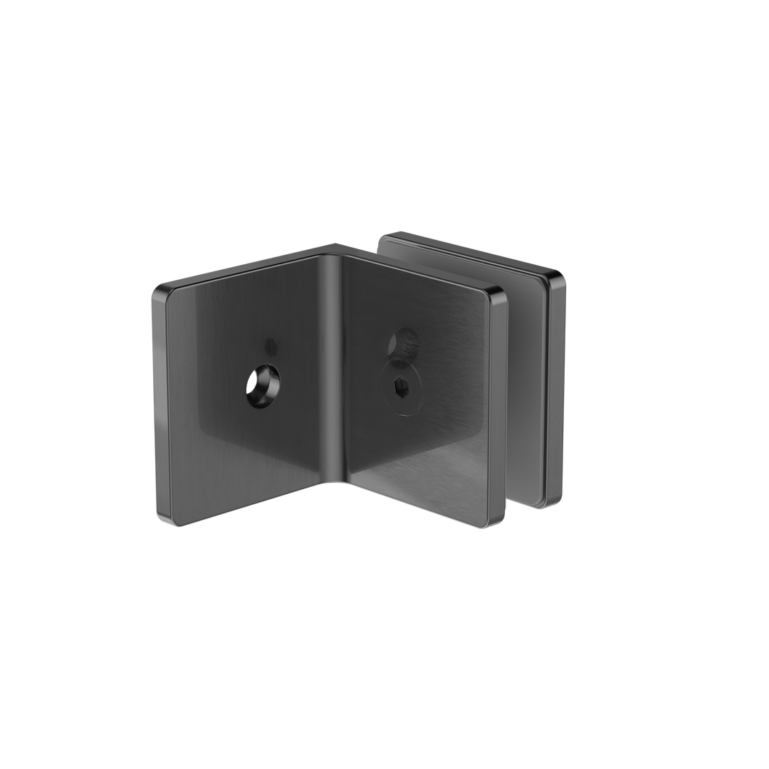 90 DEGREE GLASS TO WALL BRACKET 10MM GLASS GUN METAL