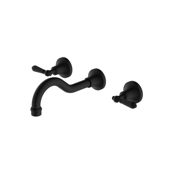 YORK WALL BASIN SET WITH METAL LEVER MATTE BLACK
