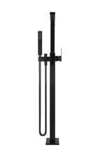 Load image into Gallery viewer, Square Freestanding Bath Spout and Hand Shower - Matte Black
