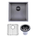 Load image into Gallery viewer, Round Corner Stainless Steel Gun Metal Grey PVD Coating Single Bowl Kitchen Sink(with Bottom Tray) 440*440*205mm
