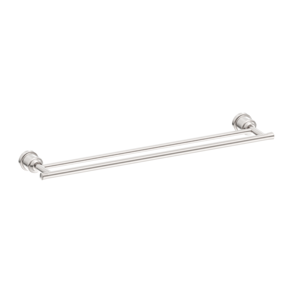 YORK DOUBLE TOWEL RAIL 600MM BRUSHED NICKEL