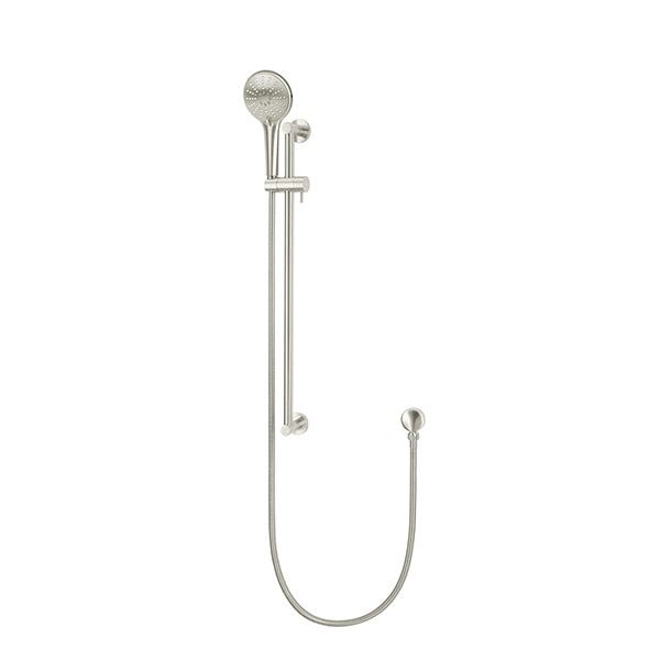 Round Three Function Hand Shower on Rail Column - PVD Brushed Nickel