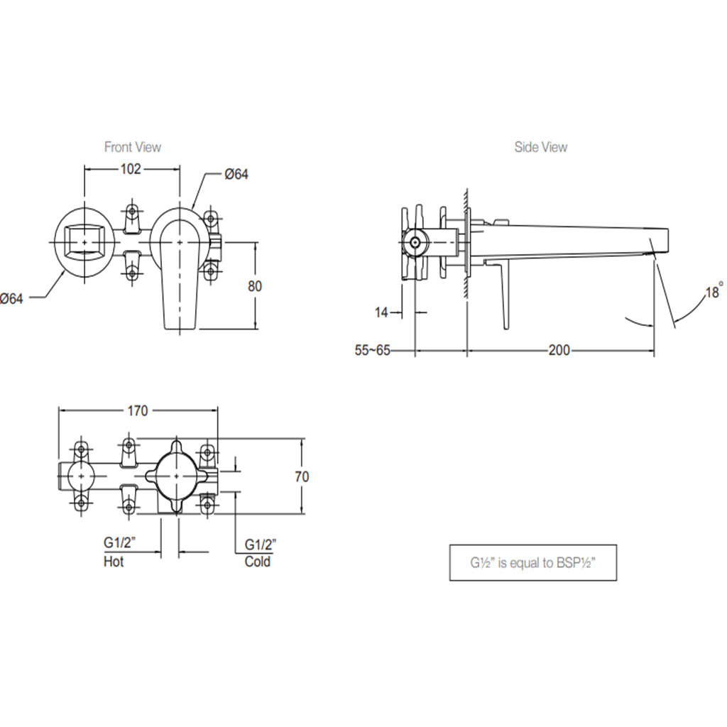 Taut Wall Mount Basin Mixer