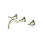 Load image into Gallery viewer, YORK WALL BASIN SET WITH WHITE PORCELAIN LEVER AGED BRASS
