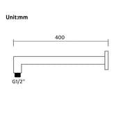 Square Black Wall Mounted Shower Arm 400mm