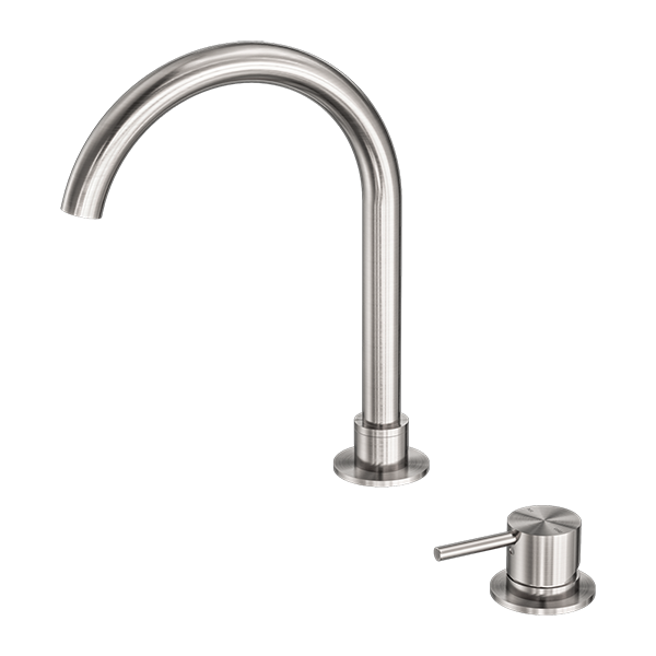 MECCA HOB BASIN MIXER ROUND SWIVEL SPOUT BRUSHED NICKEL