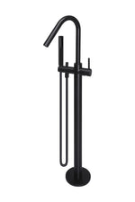 Load image into Gallery viewer, Round Freestanding Bath Spout and Hand Shower - Matte Black
