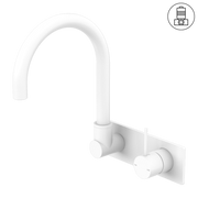 MECCA WALL BASIN/BATH MIXER SWIVEL SPOUT HANDLE UP MATTE WHITE
