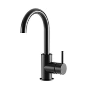 Round Gooseneck Basin Mixer with Cold Start - Matte Black