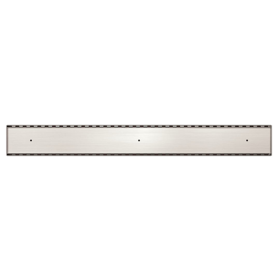 TILE INSERT V CHANNEL FLOOR GRATE 89MM OUTLET WITHOUT OUTLET AND HOLE SAW BRUSHED NICKEL