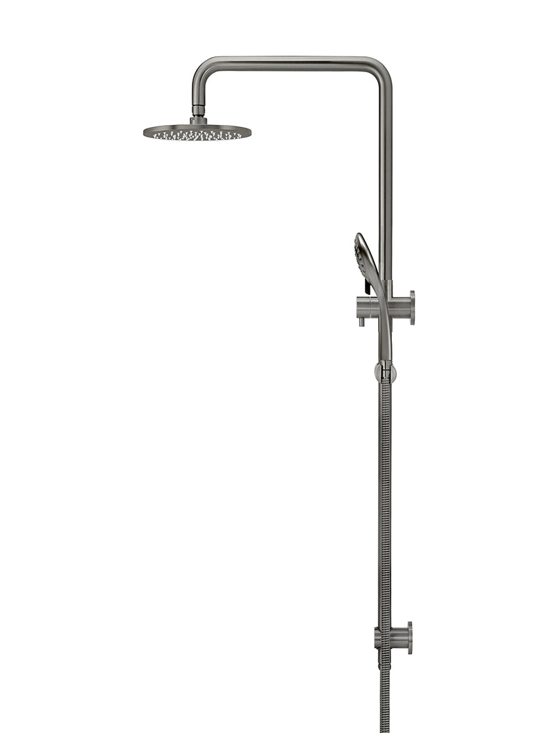 Round Combination Shower Rail 200mm Rose, Three Function Hand Shower - Shadow