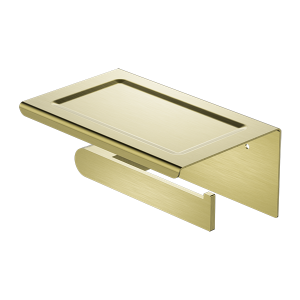 BIANCA TOILET ROLL HOLDER WITH PHONE HOLDER BRUSHED GOLD