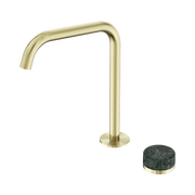 Serenity Progressive Bath/Kitchen Mixer Edge Spout With Verde Alpi Handle Brushed Gold