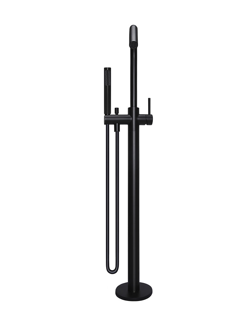 Round Paddle Freestanding Bath Spout and Hand Shower - Matte Black