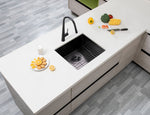 Load image into Gallery viewer, Round Corner Stainless Steel Gun Metal Grey PVD Coating Single Bowl Kitchen Sink(with Bottom Tray) 500*440*230mm
