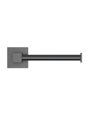 Square Toilet Roll Holder with Round Bar - Matte Black