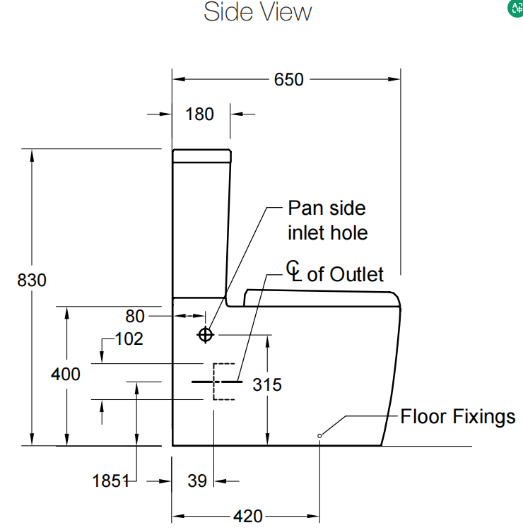 Grande BTW Toilet Suite with Elite Seat Rear or Side Water Inlet