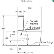 Grande BTW Toilet Suite with Elite Seat Rear or Side Water Inlet