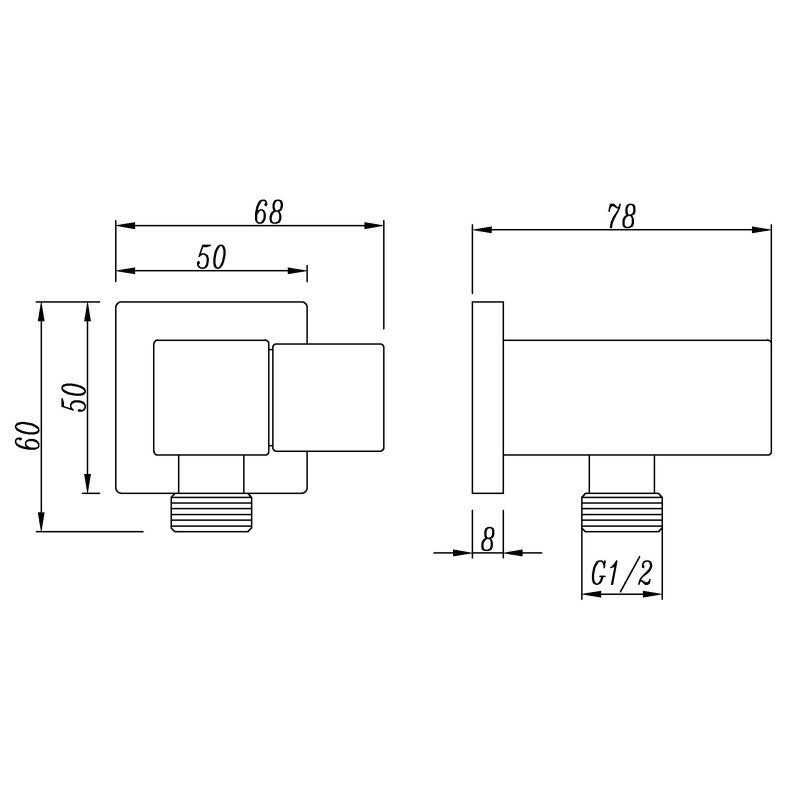 Square Chrome Hand Shower Rail without Handheld Shower(Stainless Steel Hose)