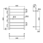 MECCA 240V 7 BAR HEATED TOWEL LADDER CHROME