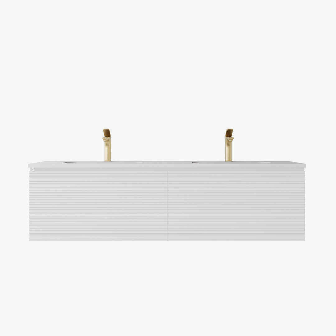 Sedona Matte White Fluted Wall Hung Vanity