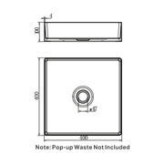 OPAL SQUARE 400MM STAINLESS STEEL BASIN BRUSHED NICKEL