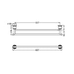 Load image into Gallery viewer, YORK DOUBLE TOWEL RAIL 600MM BRUSHED NICKEL
