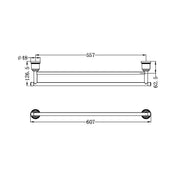 YORK DOUBLE TOWEL RAIL 600MM BRUSHED NICKEL