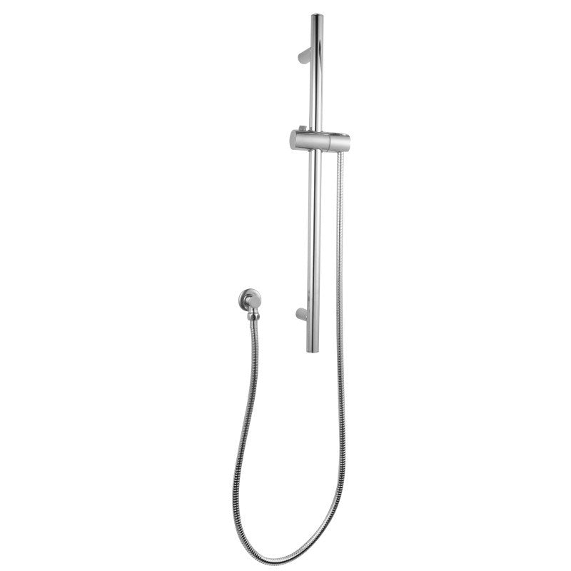 Round Chrome Stainless Steel Rail without Handheld Shower,Fixed Wall Connector Set(Stainless Steel Hose)