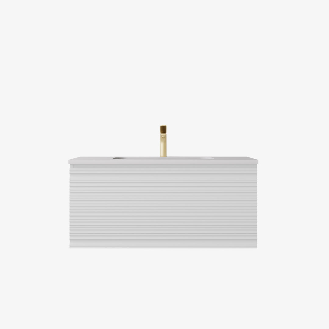 Sedona Matte White Fluted Wall Hung Vanity