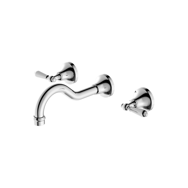 YORK WALL BASIN SET WITH METAL LEVER CHROME
