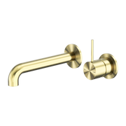 MECCA WALL BASIN/BATH MIXER SEPARETE BACK PLATE HANDLE UP 230MM BRUSHED GOLD