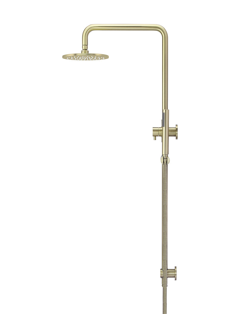 Round Combination Shower Rail 200mm Rose, Single Function Hand Shower - PVD Tiger Bronze