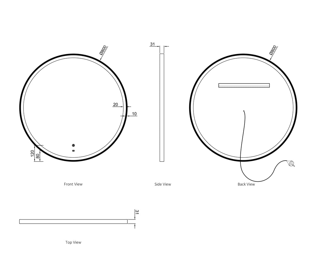 LED Bondi 800mm Mirror