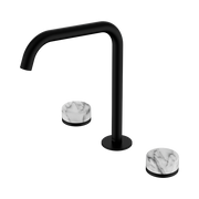 Serenity Bath/Kitchen Set Edge Spout With Arabescato Corchia Handle Matte Black