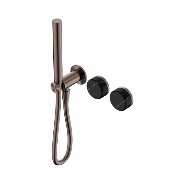Serenity Progressive Shower System With Marquina Black Handle And Slim Shower Brushed Bronze