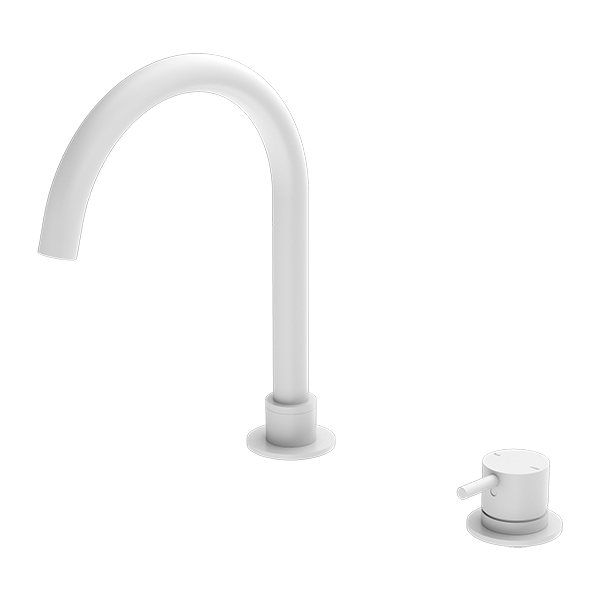 MECCA HOB BASIN MIXER ROUND SWIVEL SPOUT MATTE WHITE
