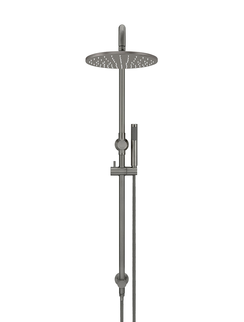 Round Combination Shower Rail, 300mm Rose, Single Function Hand Shower - Shadow