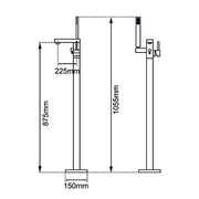 Square Brushed Nickel Freestanding Bath Mixer With Handheld Shower