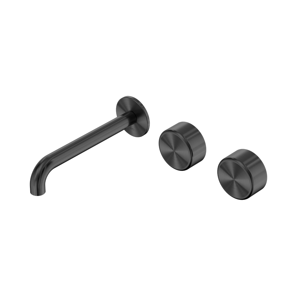 Serenity Wall Basin Set 160mm Offset Spout With Metal Handle Gun Metal