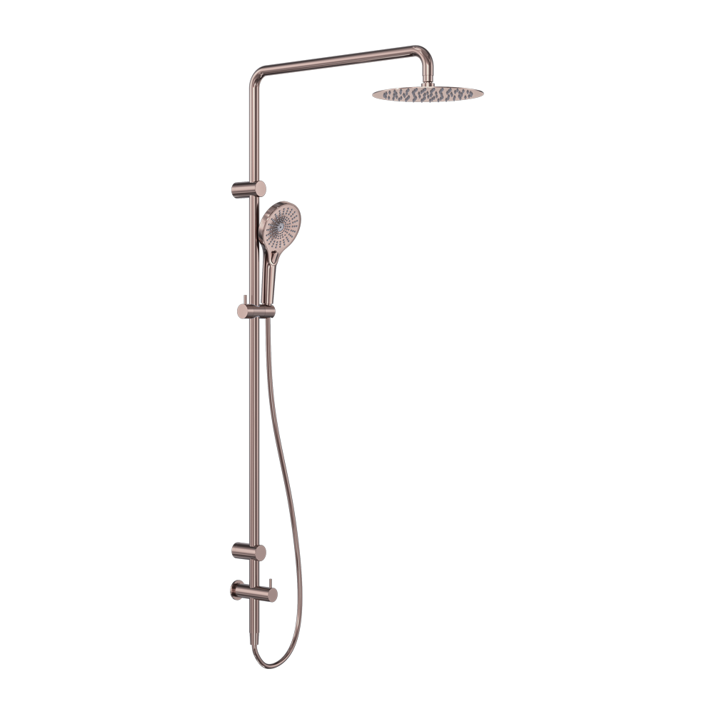 MECCA CARE 25MM GRAB RAIL 900MM TWIN SHOWER SET BRUSHED BRONZE