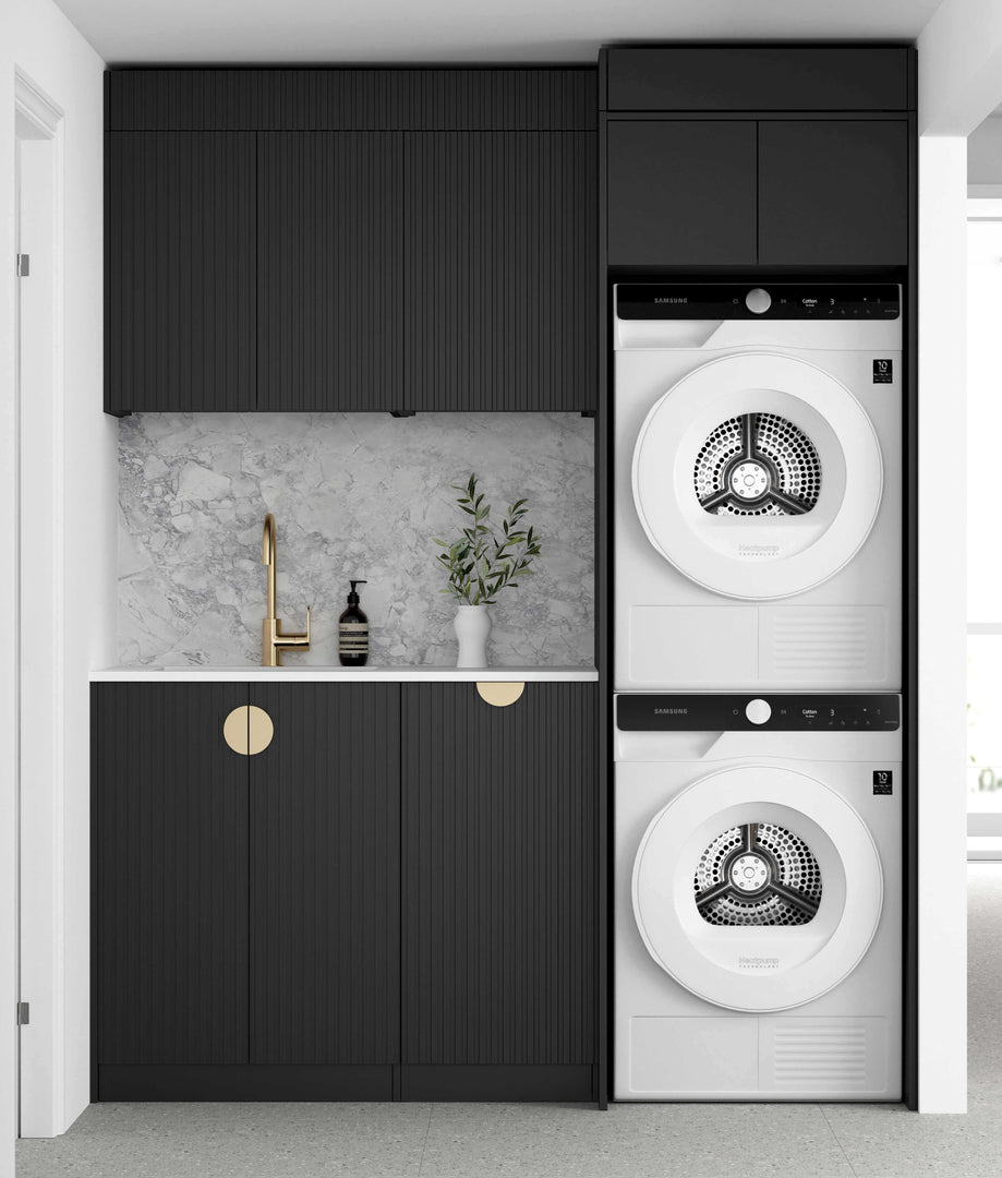 Laundry Kit 1715C Marlo Black with Natural Carrara Marble Top