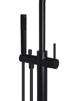Load image into Gallery viewer, Round Paddle Freestanding Bath Spout and Hand Shower - Matte Black
