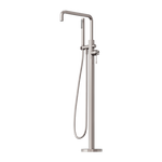 Load image into Gallery viewer, OPAL FREESTANDING BATH MIXER WITH HAND SHOWER BRUSHED NICKEL
