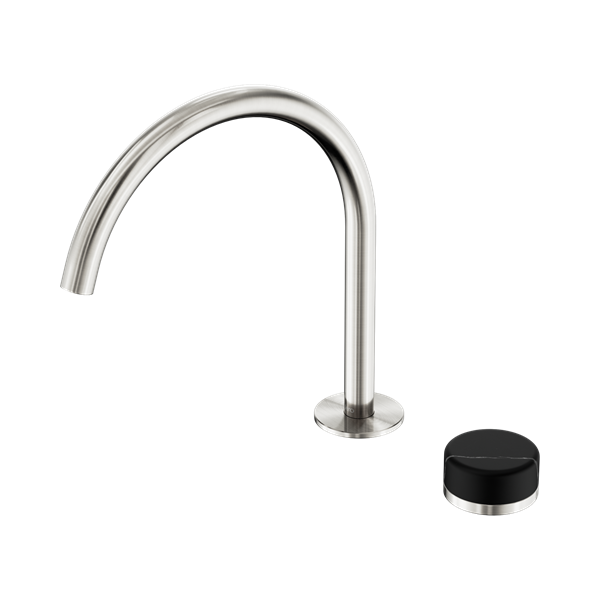Serenity Progressive Bath/Kitchen Mixer Arc Spout With Marquina Black Handle Brushed Nickel