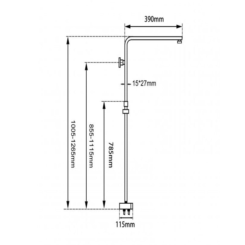 Square Chrome Shower Station without Shower Head and Handheld Shower(Stainless Steel Hose)