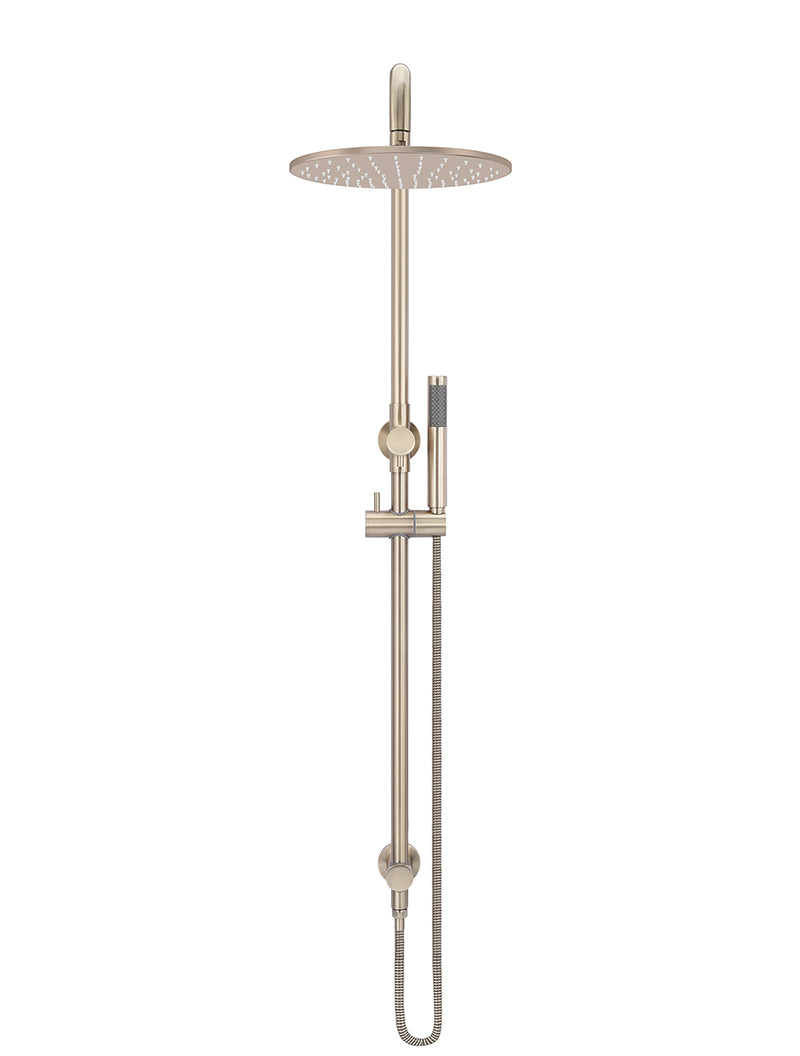 Round Combination Shower Rail 300mm Rose, Single Function Hand Shower - Champagne